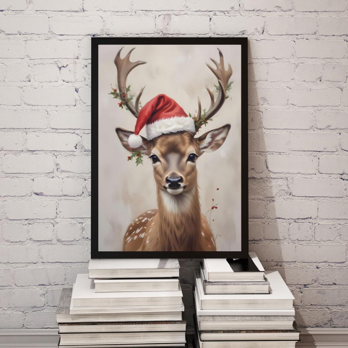 Rustic Reindeer Christmas Art Print, Gift - Image 3