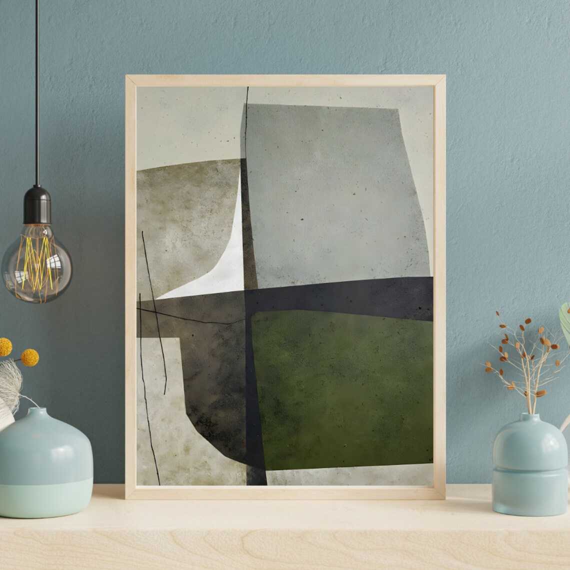 Mid Century Abstract Neutral, Minimalist Modern Art