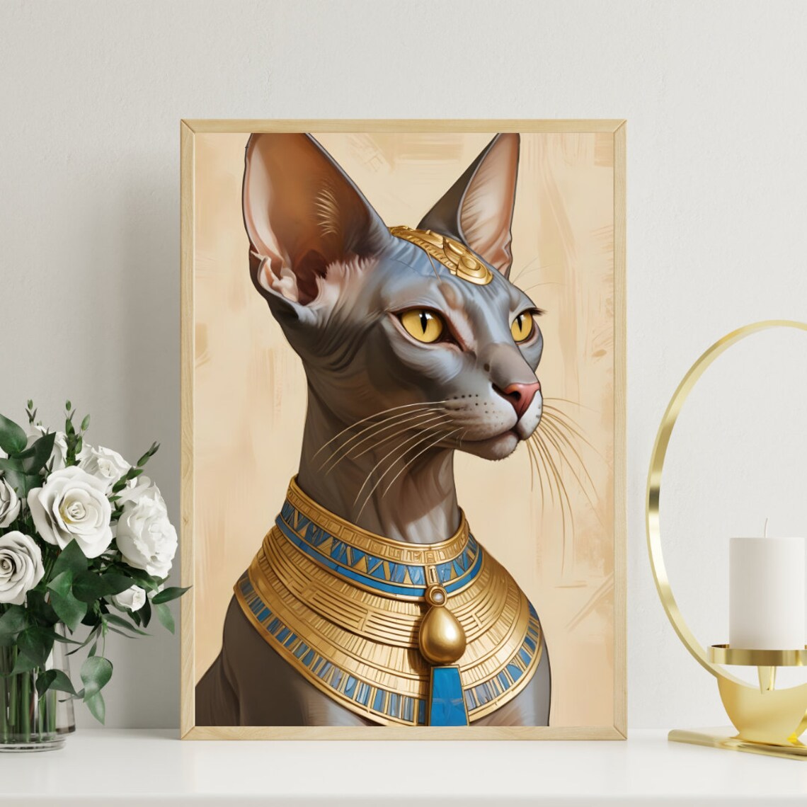 Egyptian Bastet Cat, Minimalist Art Print