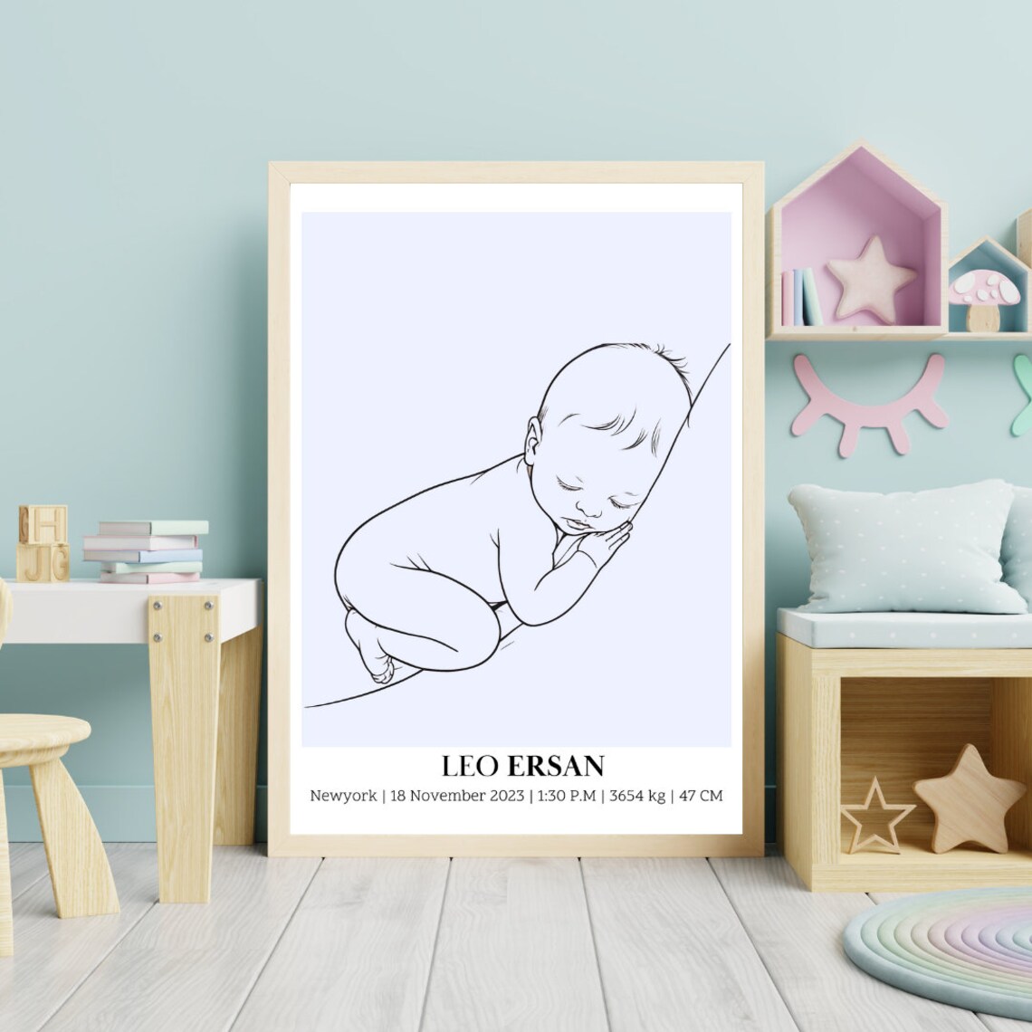 Birth Poster Template, Newborn Nursery Decor - Image 4