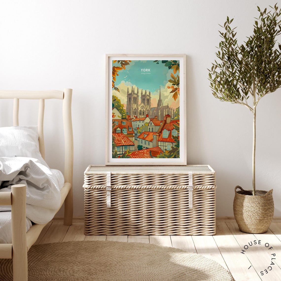 York England York Minster Cathedral Autumn Rooftops Travel Poster - Image 4