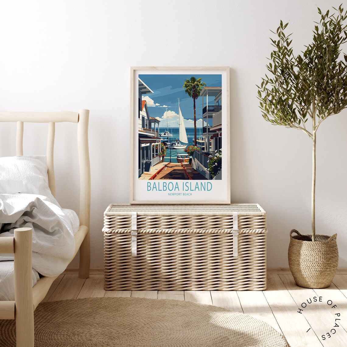 Balboa Island Marina Street Sailboats Newport Beach Travel Poster - Image 4