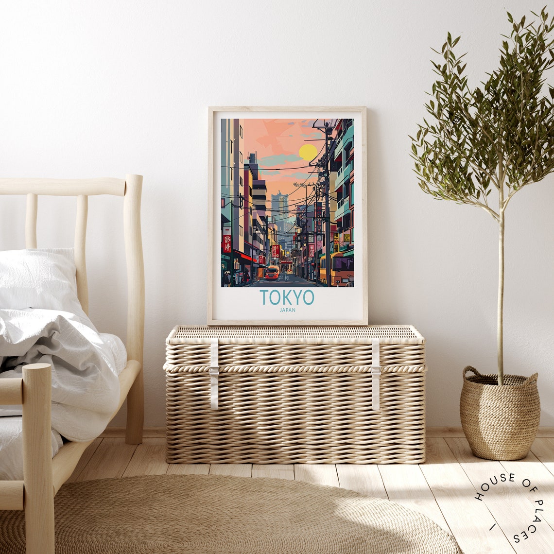 Tokyo Japan Sunset Street Buses Shops Cityscape Sky Travel Poster - Image 4