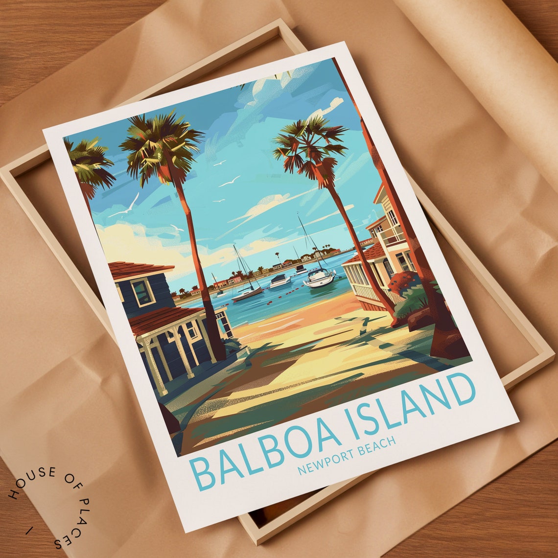 Balboa Island Travel Poster Balboa Island California Newport Beach Wall Art California City Poster San Diego Decor Wedding Gifts - Image 2