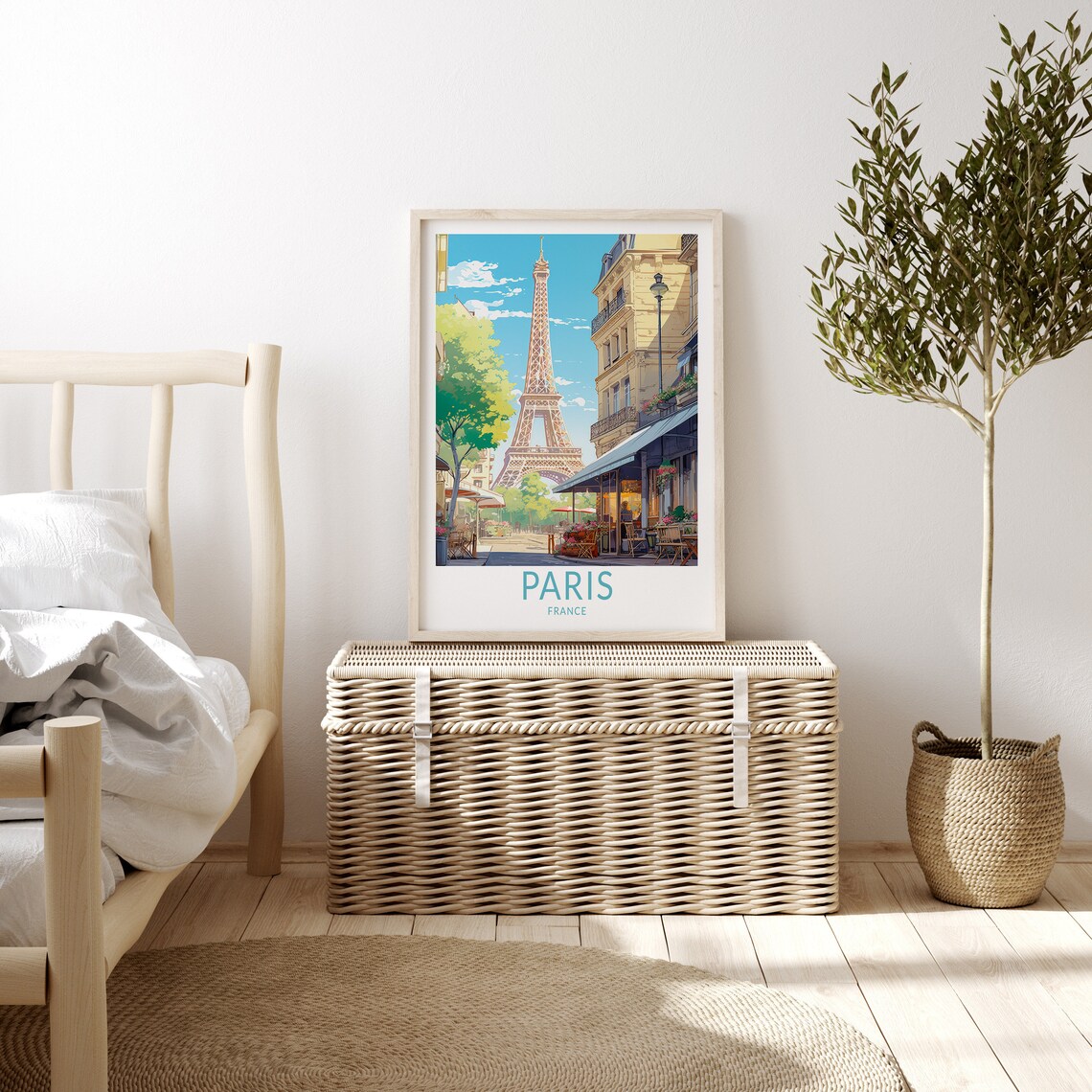 Paris France Travel Poster, Eiffel Tower Print - Image 3