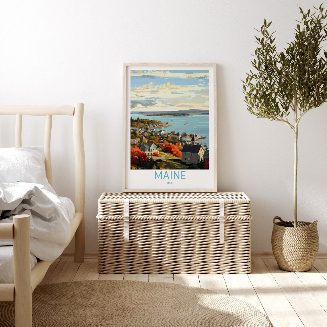 Maine Coastal Travel Poster, State Road Trip Art Print - Image 3