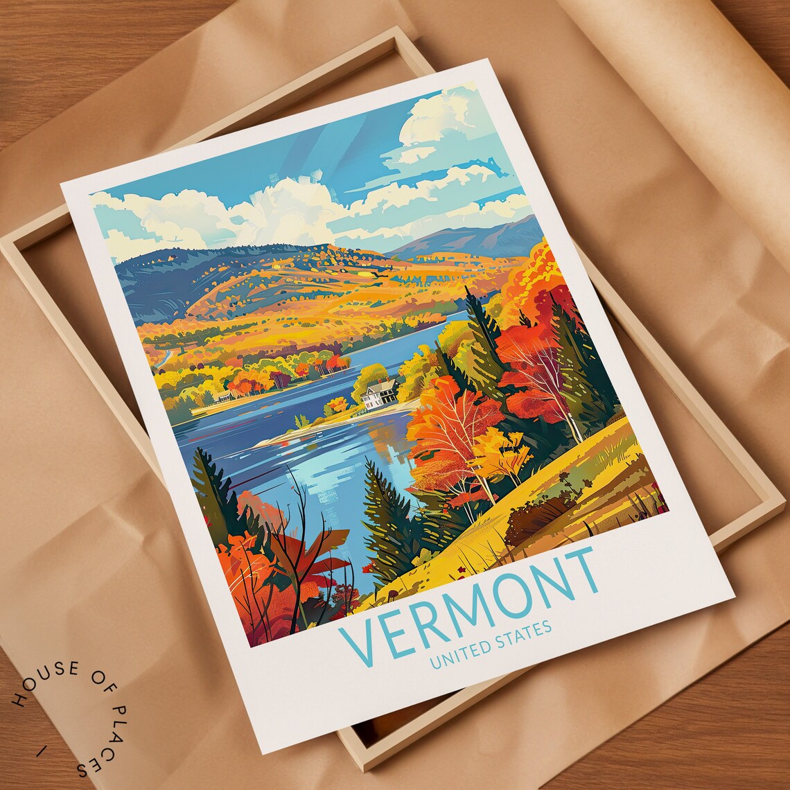 Vermont Usa Travel Poster, Custom Travel Postcard - Image 2