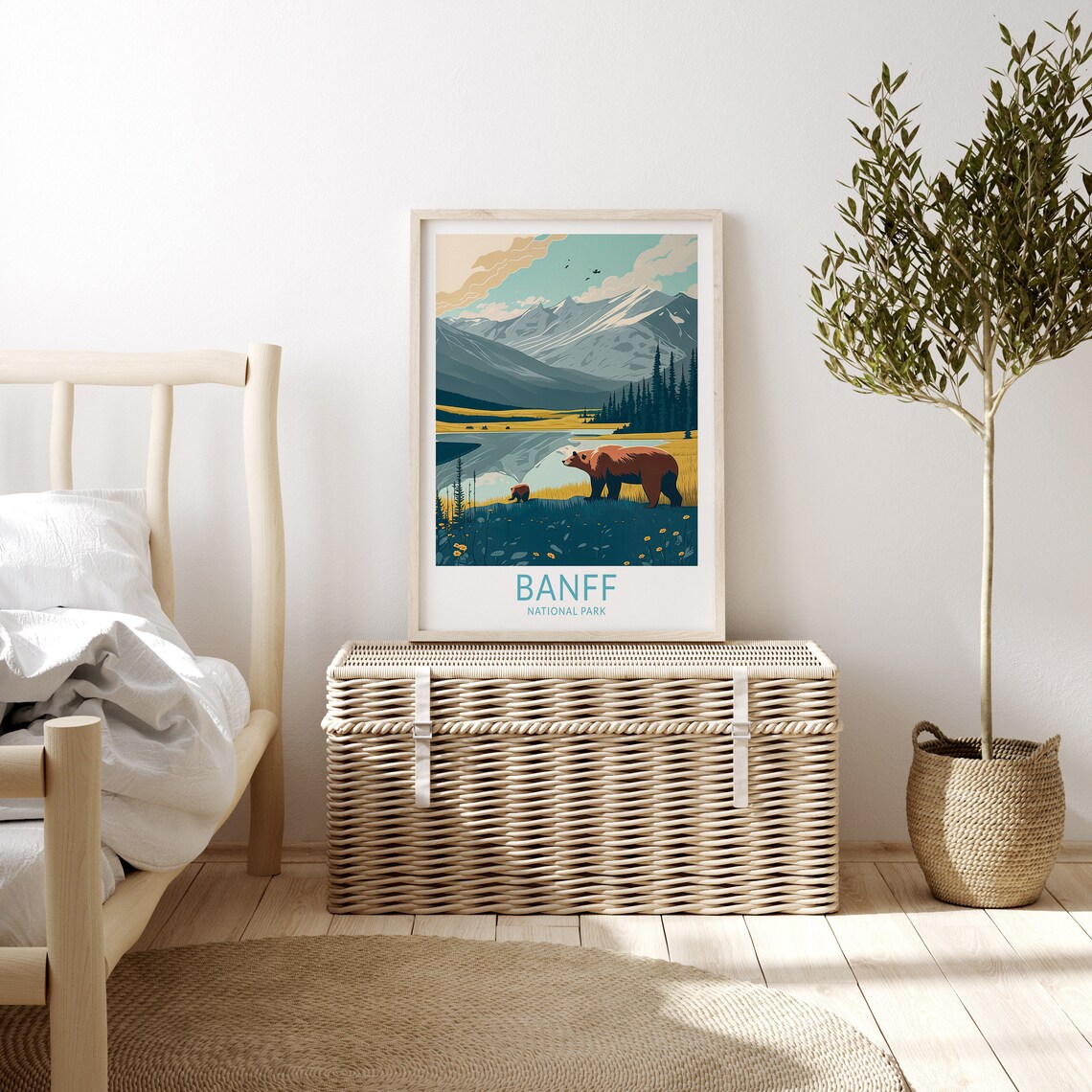 Banff National Park Bears And Mountain Lake Canada Travel Poster - Image 3