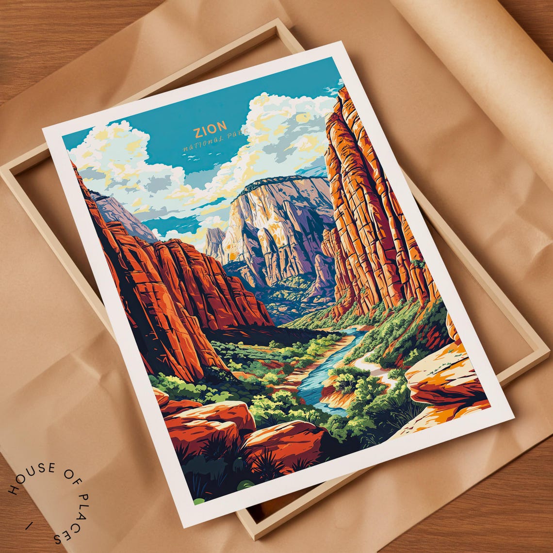 Zion National Park Travel Poster Zion National Park City Wall Art Utah National Park Travel Print Wedding Present Birthday Gifts - Image 2
