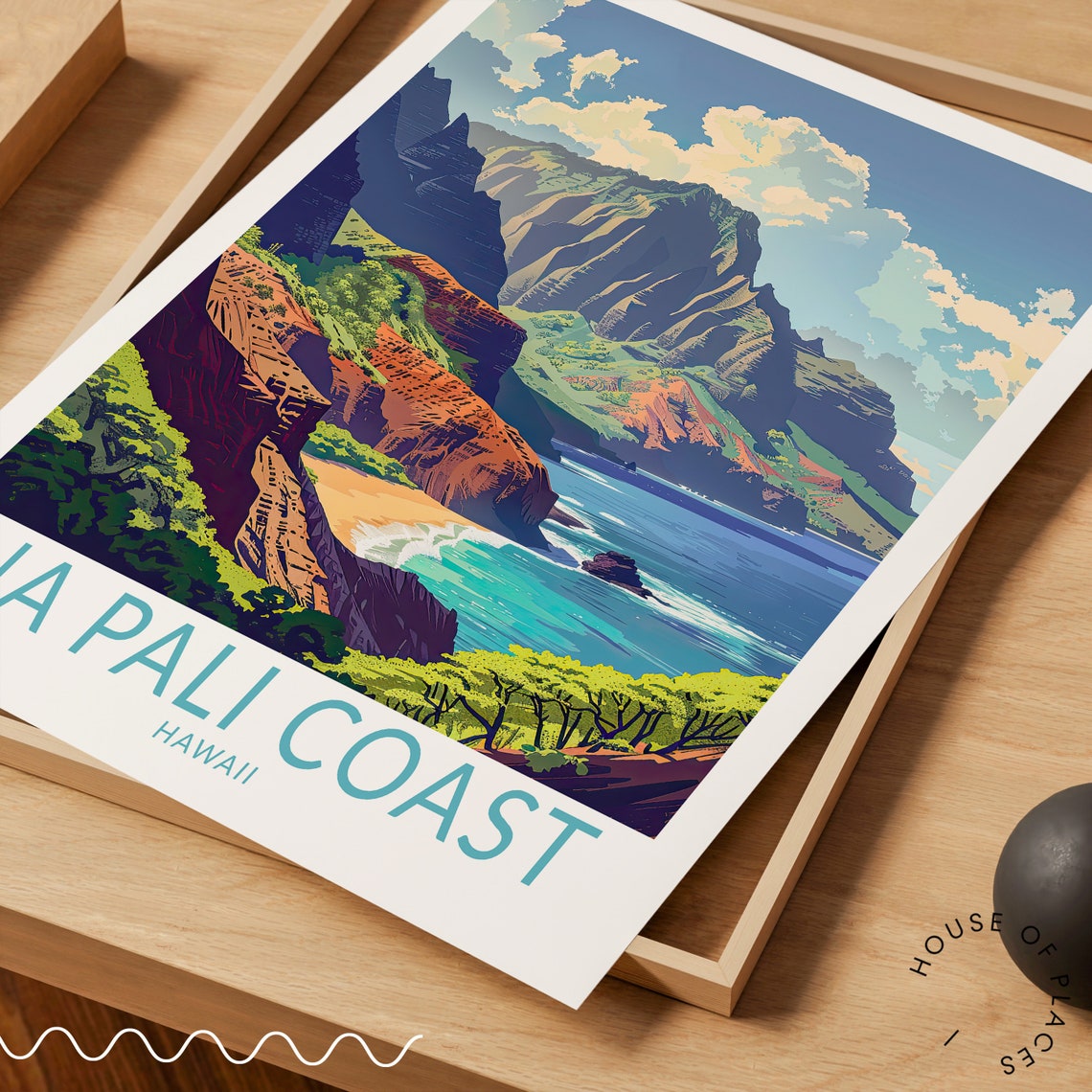 Na Pali Coast Hawaii Dramatic Sea Cliffs Vintage Travel Poster - Image 3