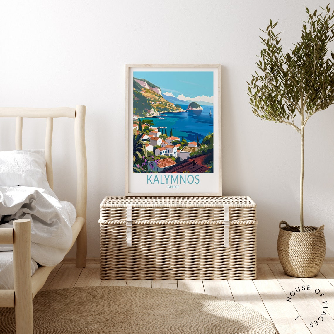 Kalymnos Greece White Village Aegean Blue Coast Travel Poster - Image 4