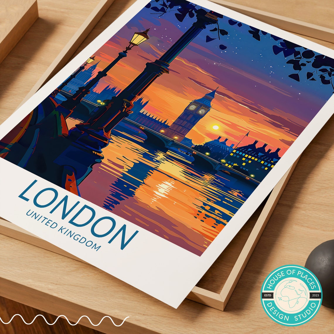 London England Sunset View Over Big Ben And The Thames River Poster - Image 2
