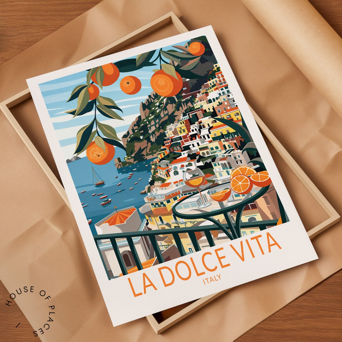 La Dolce Vita Italy Poster Italy Wall Art La Dolce Vita Orange Print Italy Coast Poster Personalised Gifts Travel Poster - Image 2