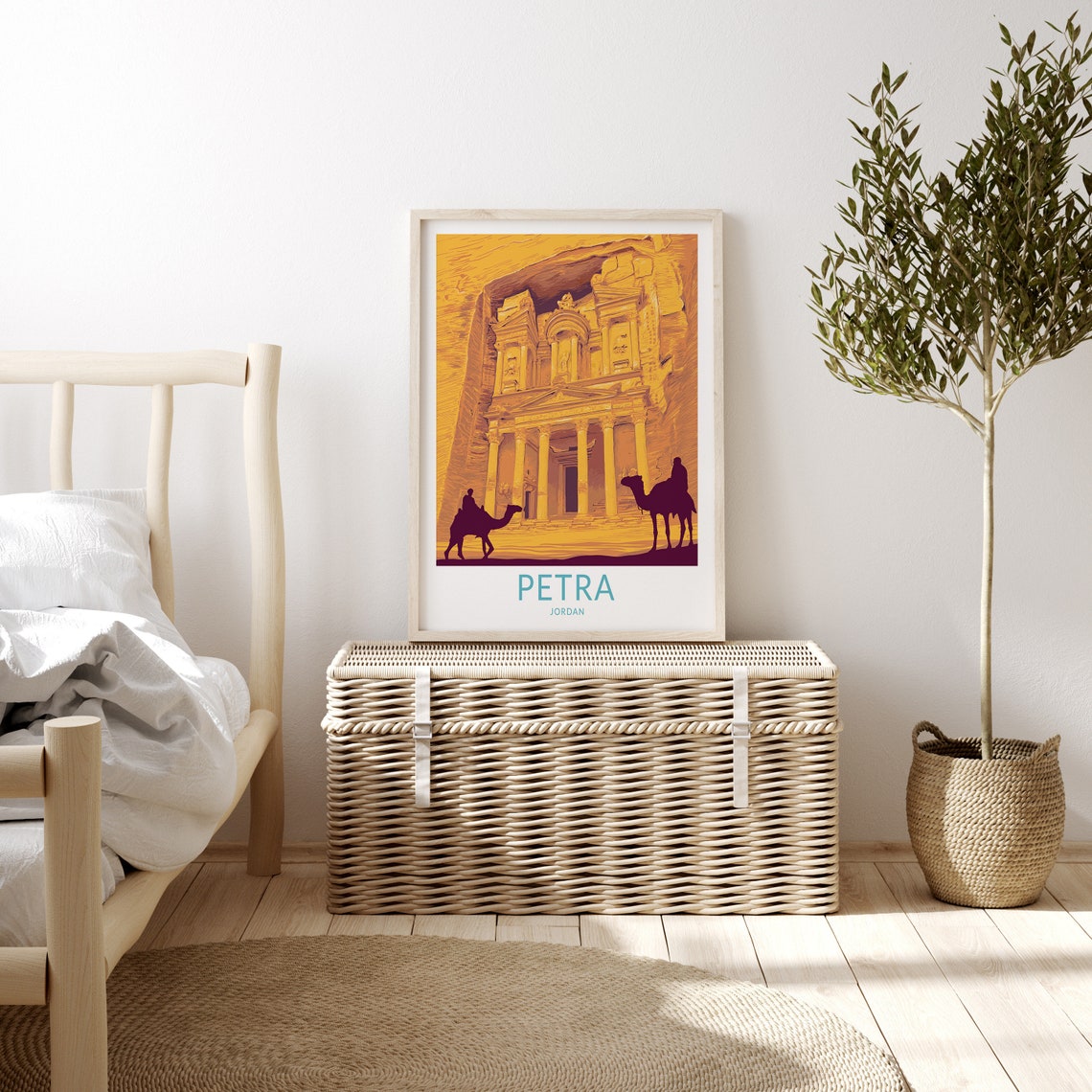 Petra Jordan Treasury Camels Desert Retro Middle East Travel Poster - Image 3
