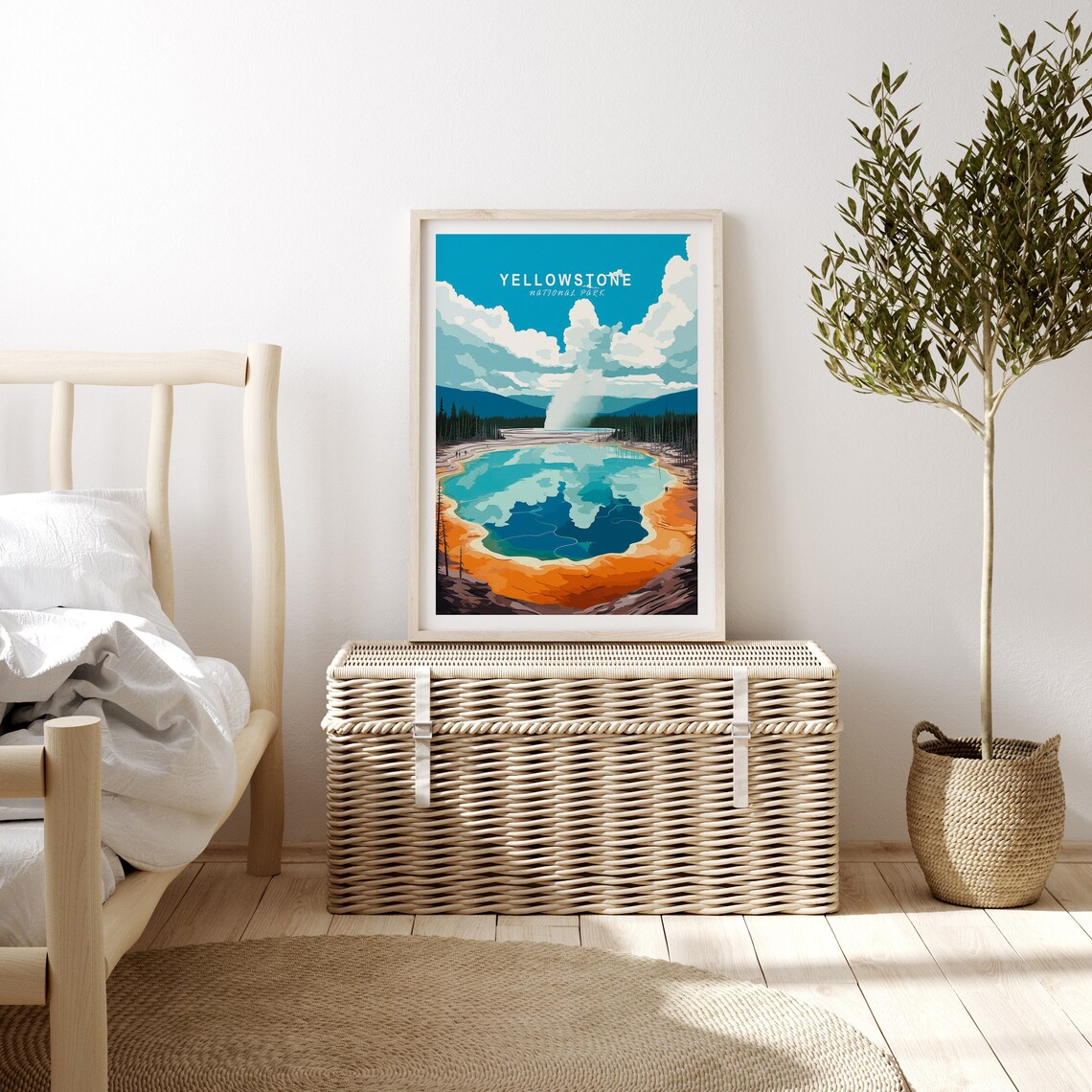 Yellowstone National Parks Travel Print Yellowstone Poster Print National Parks Yellowstone Wall Art Wyoming National Parks Poster - Image 3