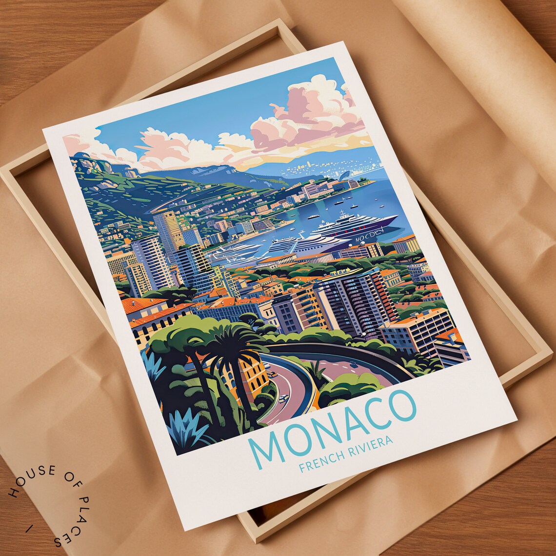 Monaco French Riviera Harbor Cruise Ship Coastal Travel Poster - Image 2