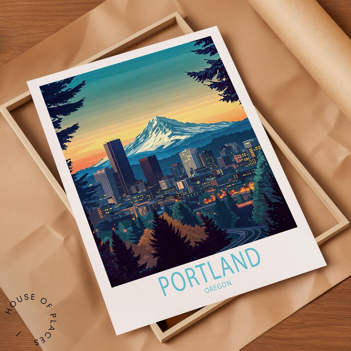 Portland Oregon Travel Poster, Personalised Art Print - Image 2