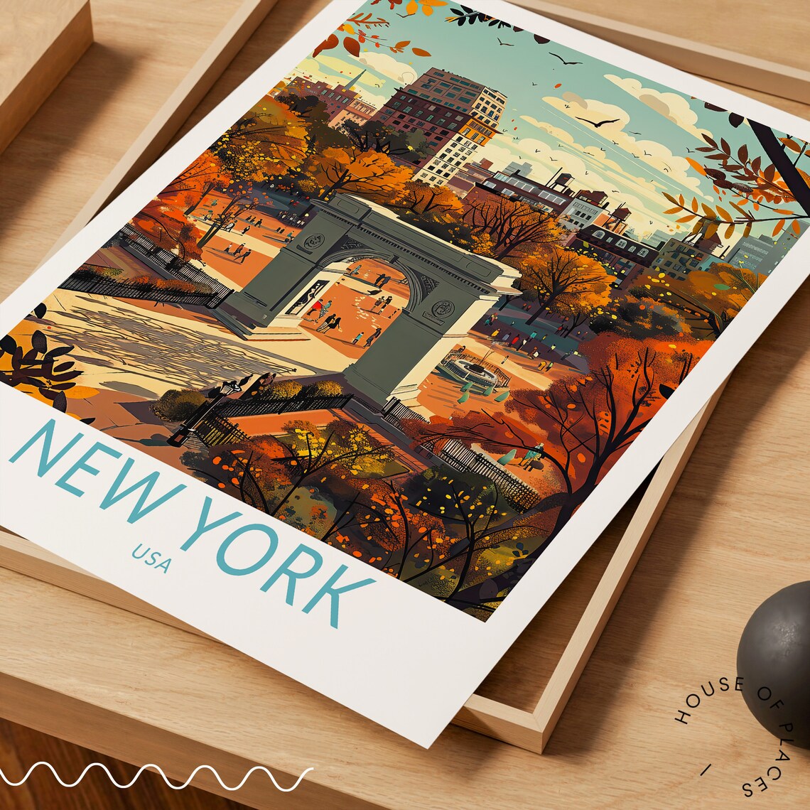New York City Travel Poster, Washington Square Park - Image 3