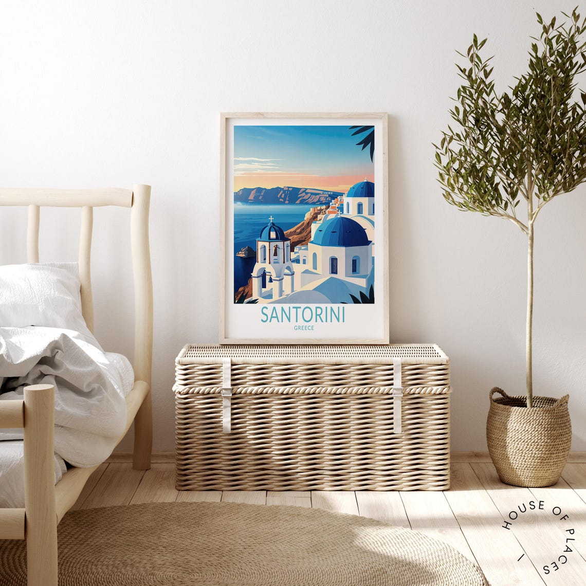 Santorini Blue Dome Churches Aegean Sea Greece Travel Poster Art - Image 4