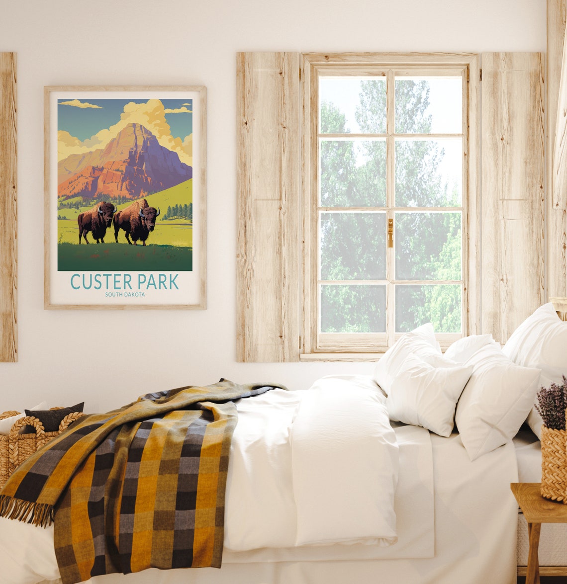 Custer Park South Dakota Bison Mountain Prairie Travel Poster - Image 2