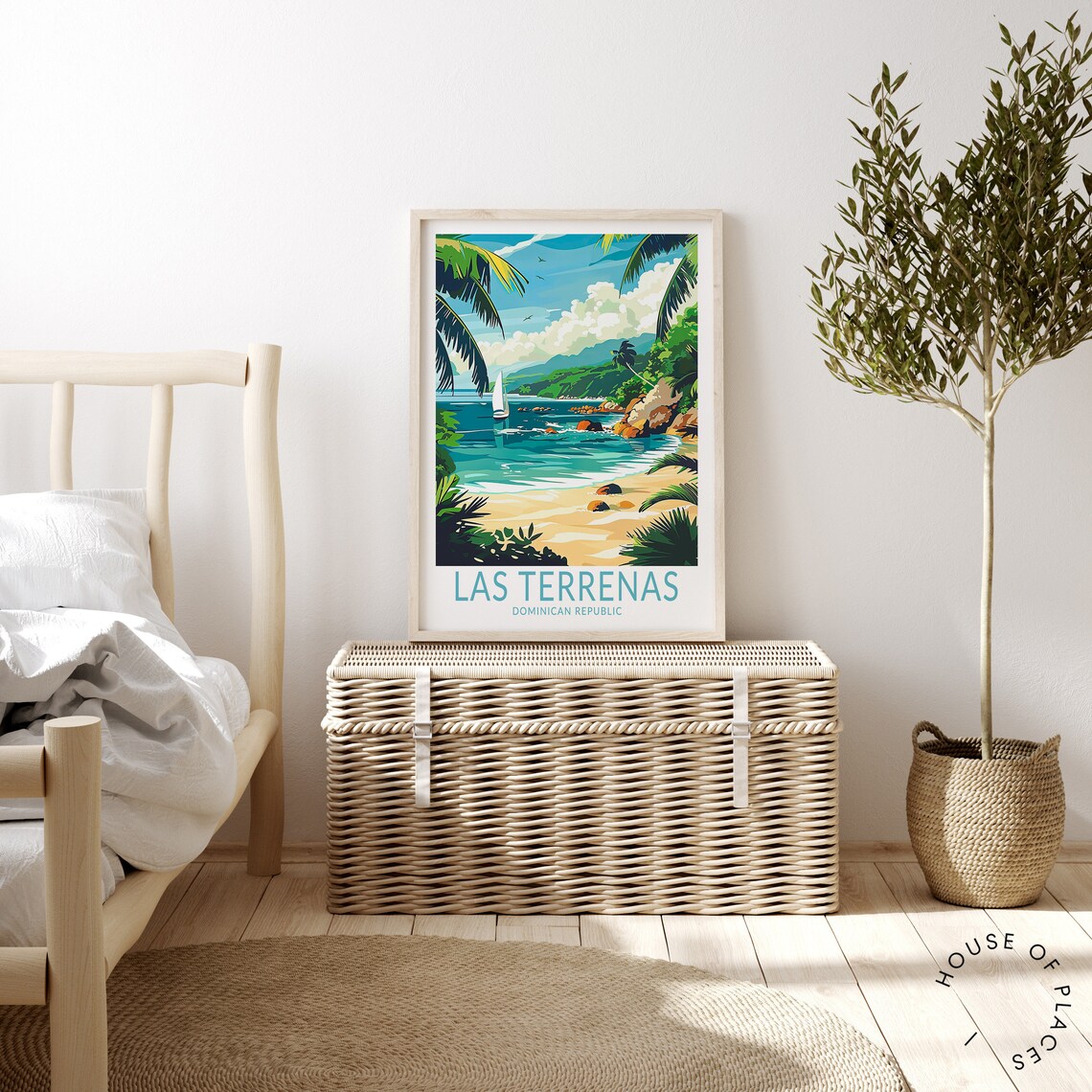 Las Terrenas Dominican Republic Palm Beach Sailboat Scene Travel Poster - Image 4