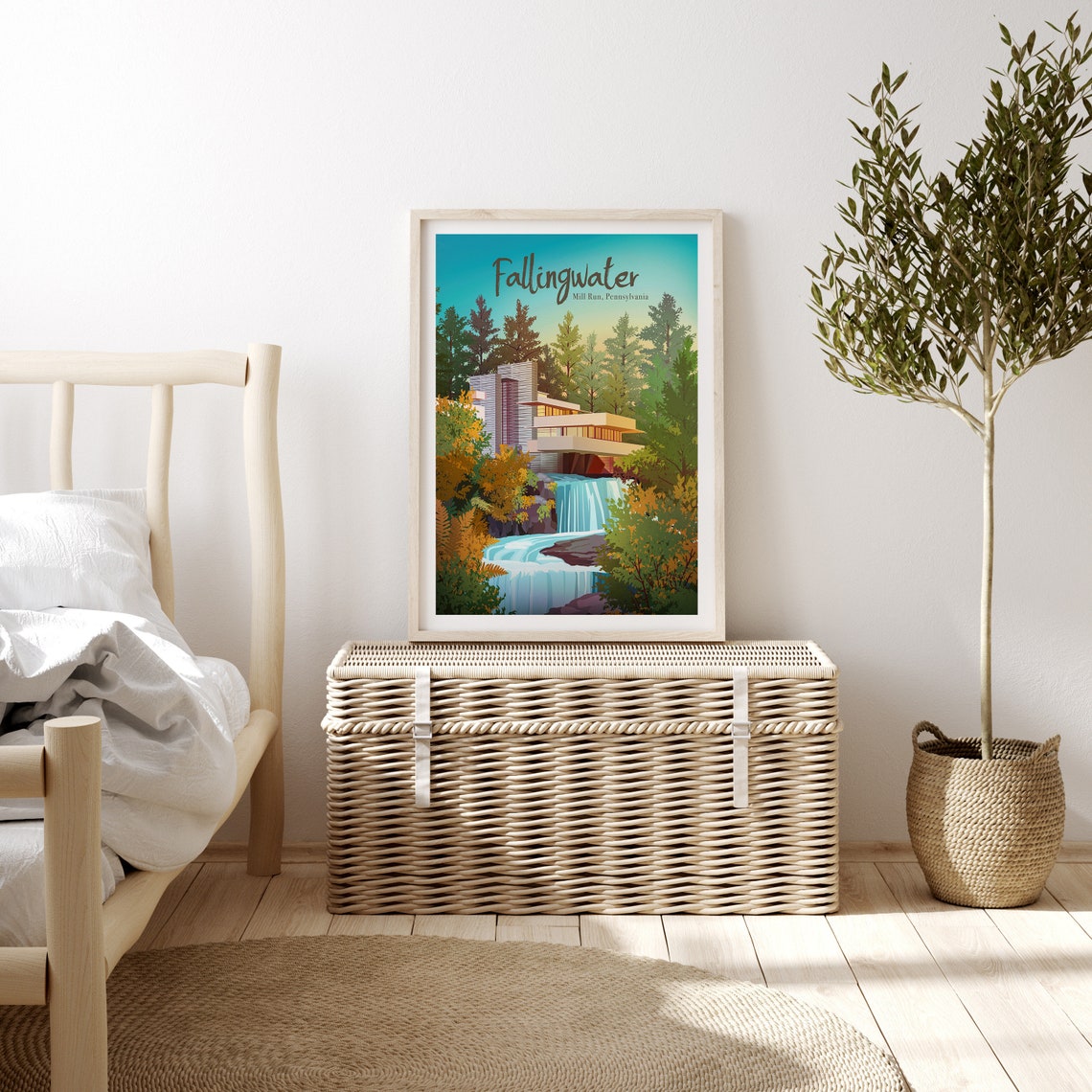 Fallingwater House Over the Waterfall Pennsylvania Architecture Poster - Image 3