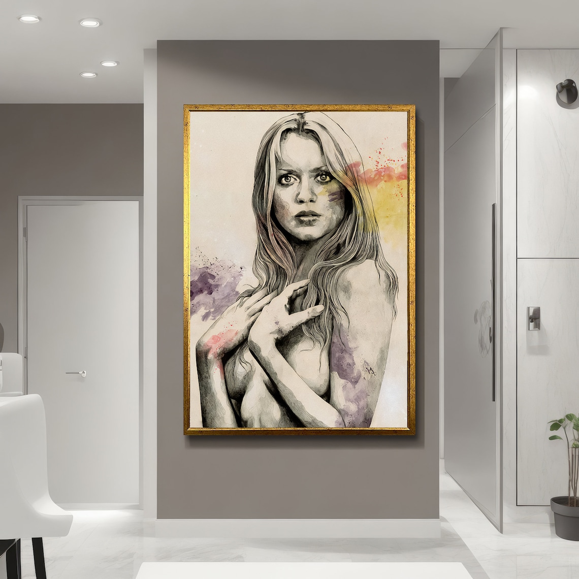 Graceful Woman Portrait, Elegant Artistic Painting - Image 5