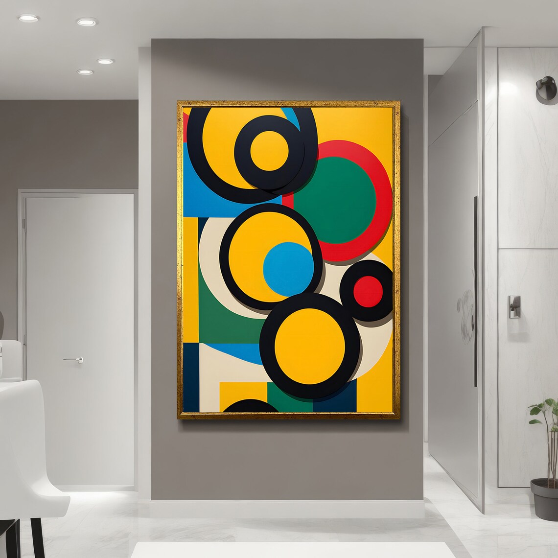 Modern Geometric Abstract Painting, Colorful Circles - Image 5