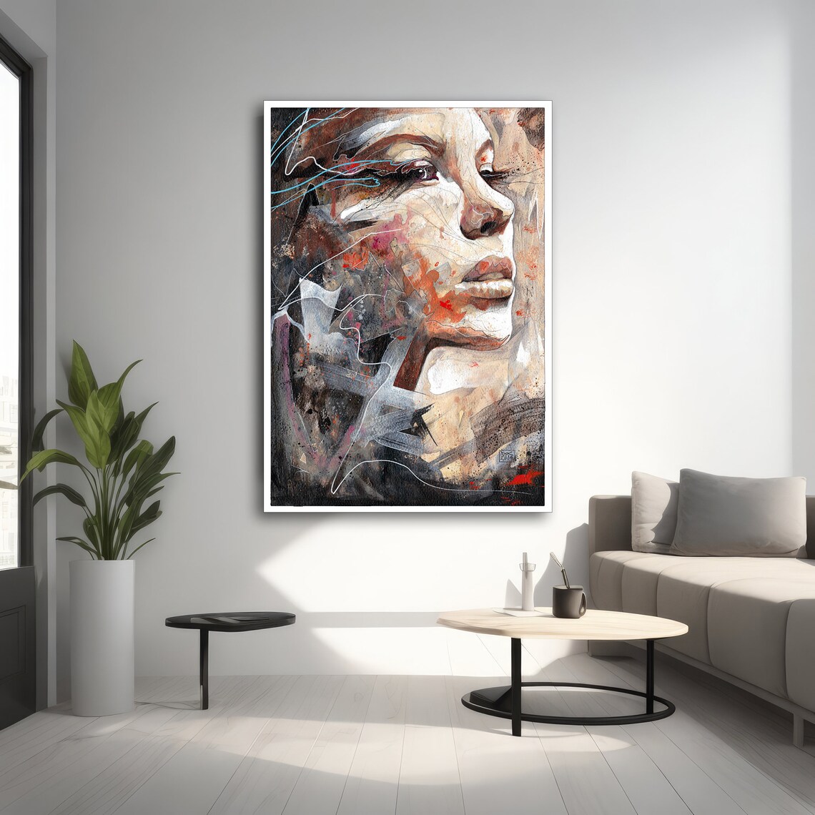 Woman Portrait Painting, Abstract Portrait Artwork - Image 4