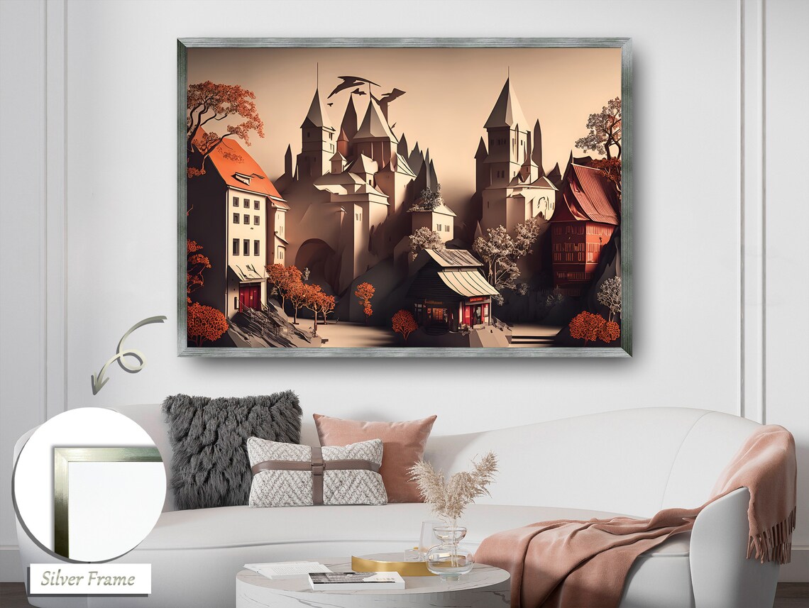 Settlement Atop The Mountain, Majestic Heights Art Print - Image 2