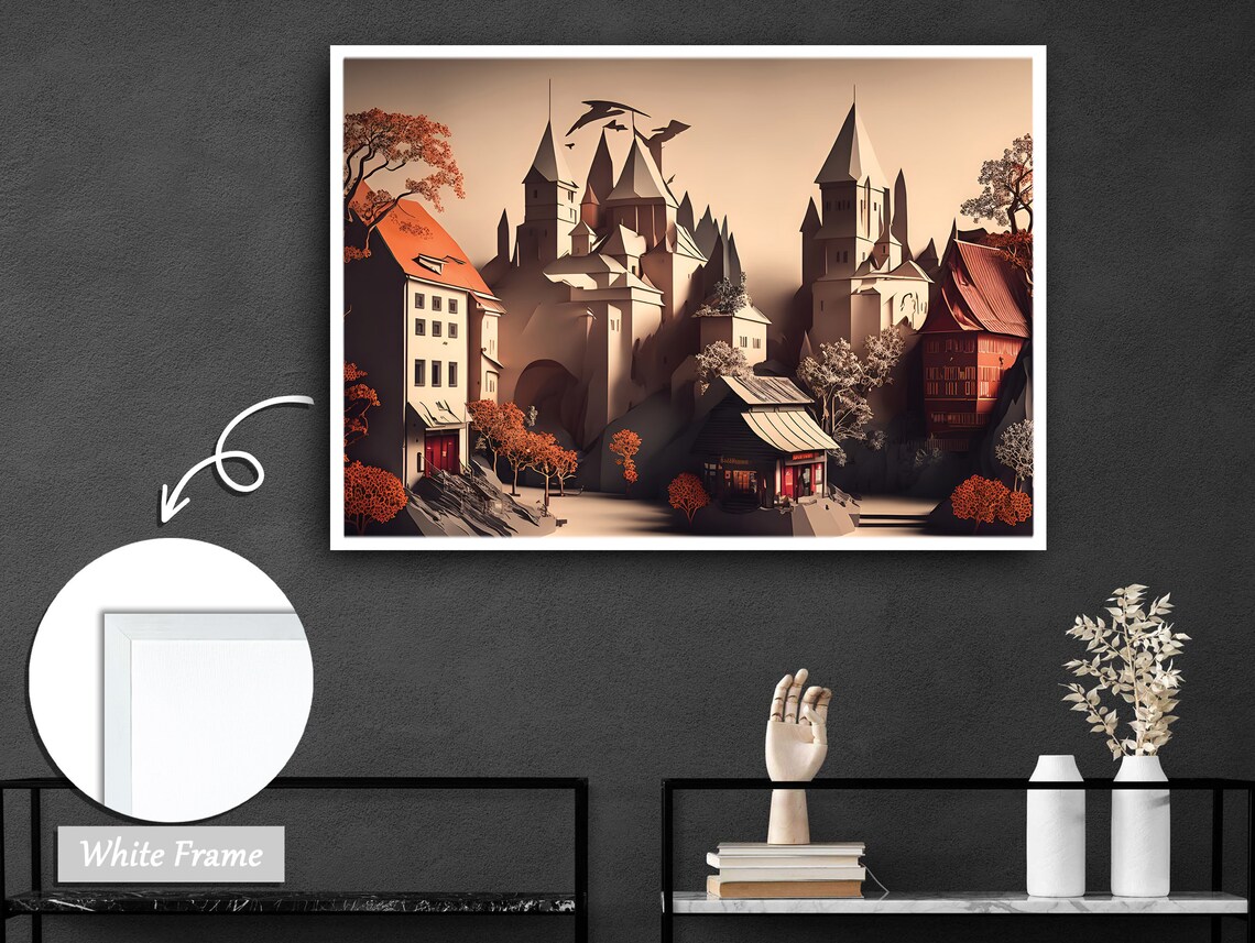 Settlement Atop The Mountain, Majestic Heights Art Print - Image 3