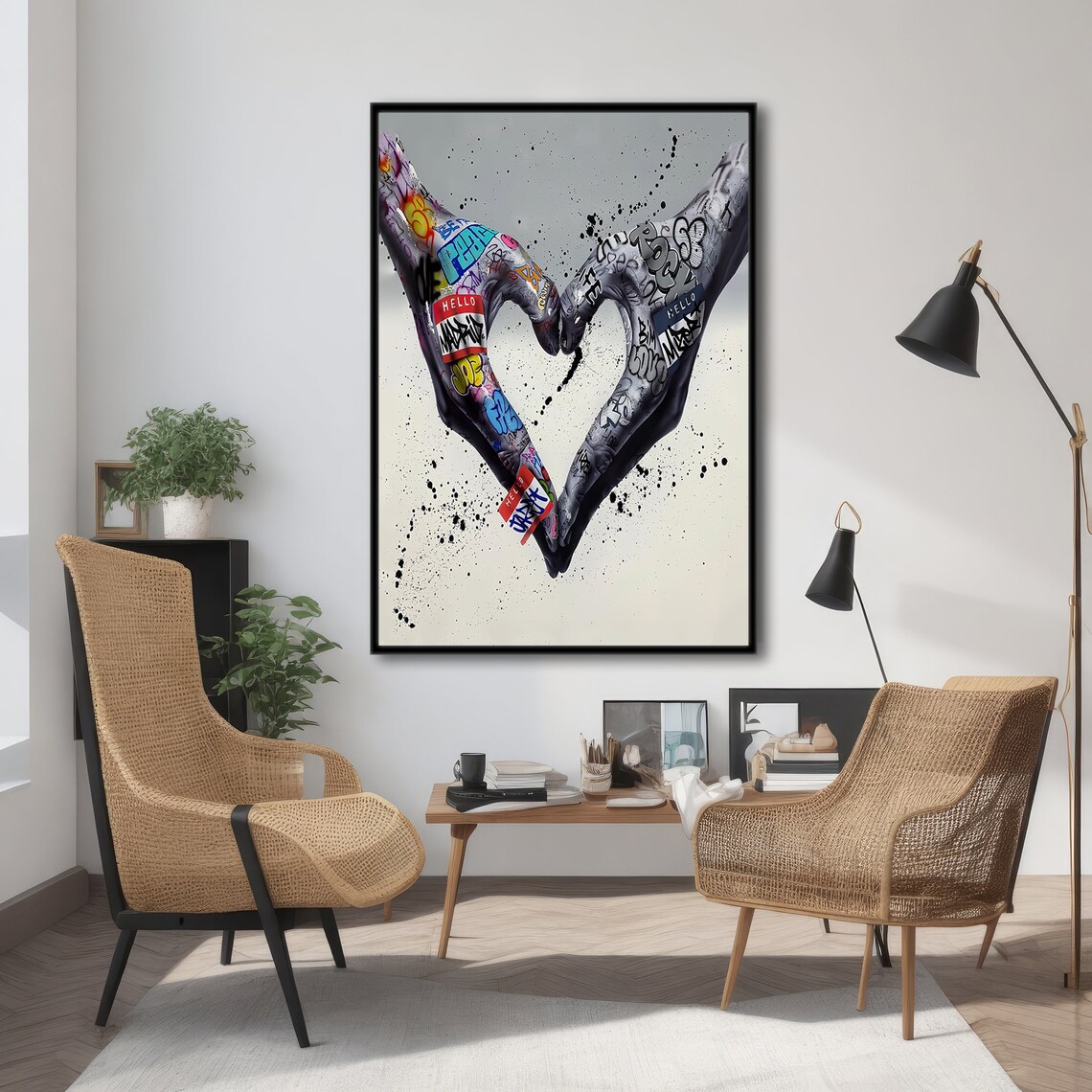 Graffiti Art Heart Hand Gesture, Urban Decor - Image 4