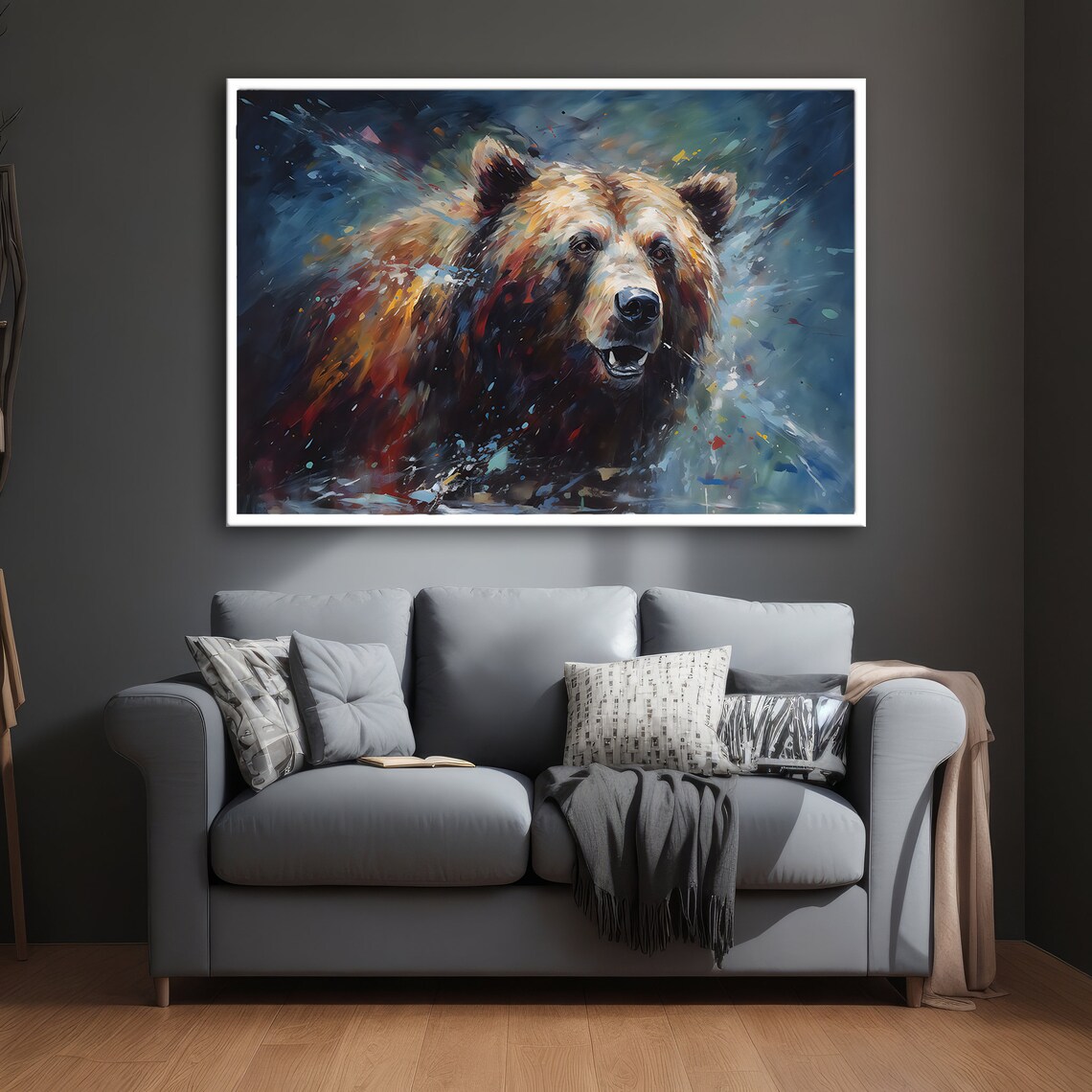 Dynamic Grizzly Bear Painting, Wildlife Gift - Image 2