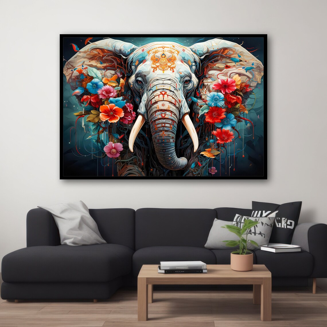 Ornate Elephant With Flowers, Animal Gift - Image 4