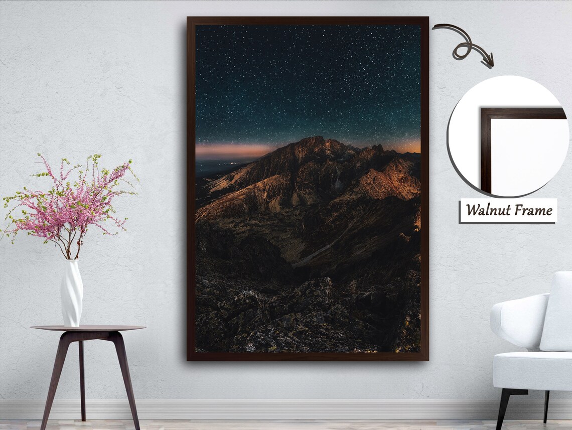 Night Mountain Landscape, Starry Night Art Print - Image 4