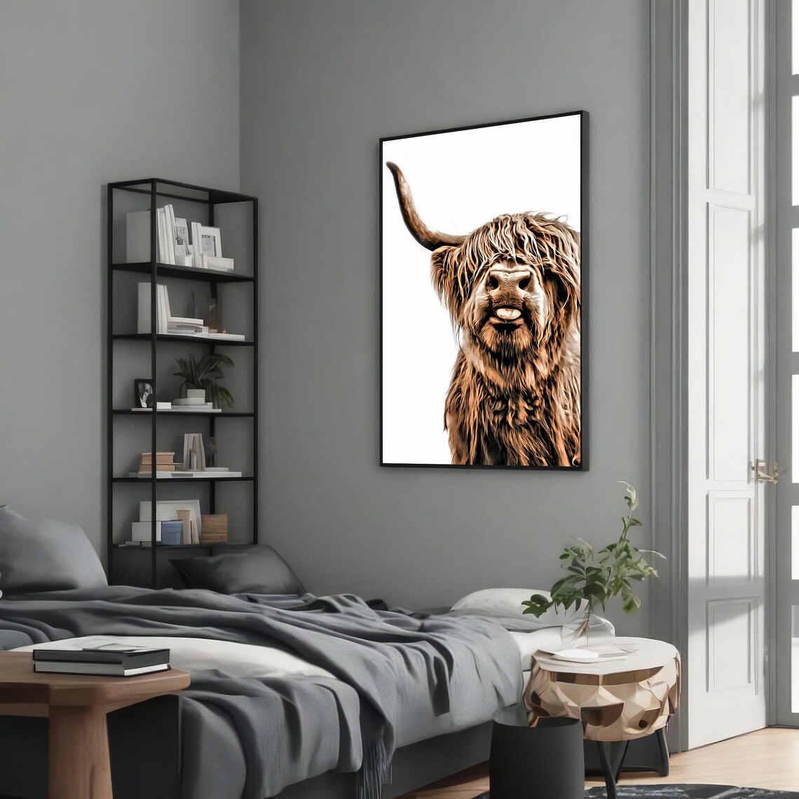 Highland Cow Landscape, Rustic Nordic Decor Poster - Image 5