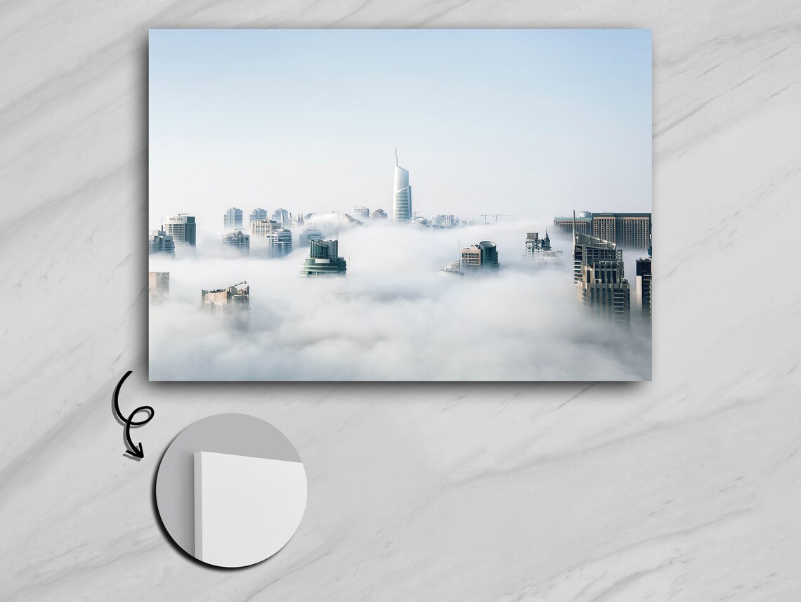 Rising Above The Clouds, Skyward Skyscrapers Art Print - Image 5