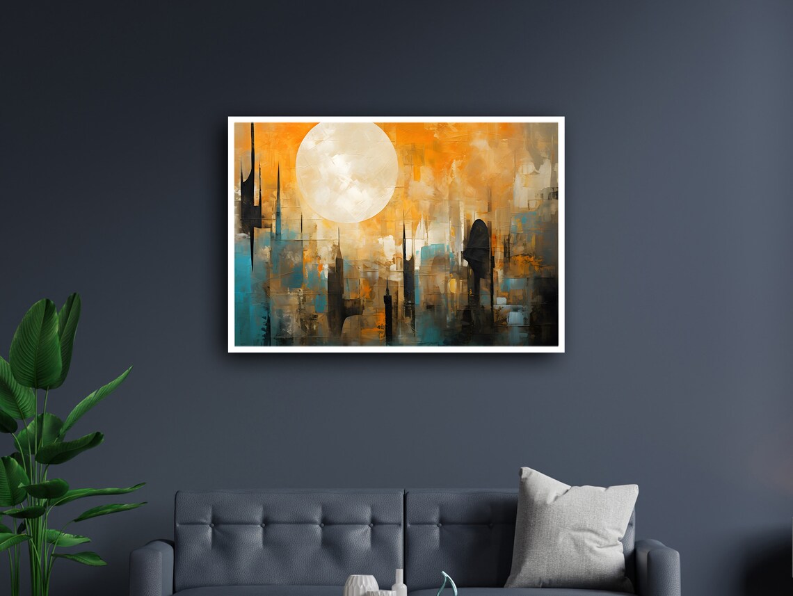 Moonlit Metropolis Night Sky, Modern Decor Art Print - Image 4