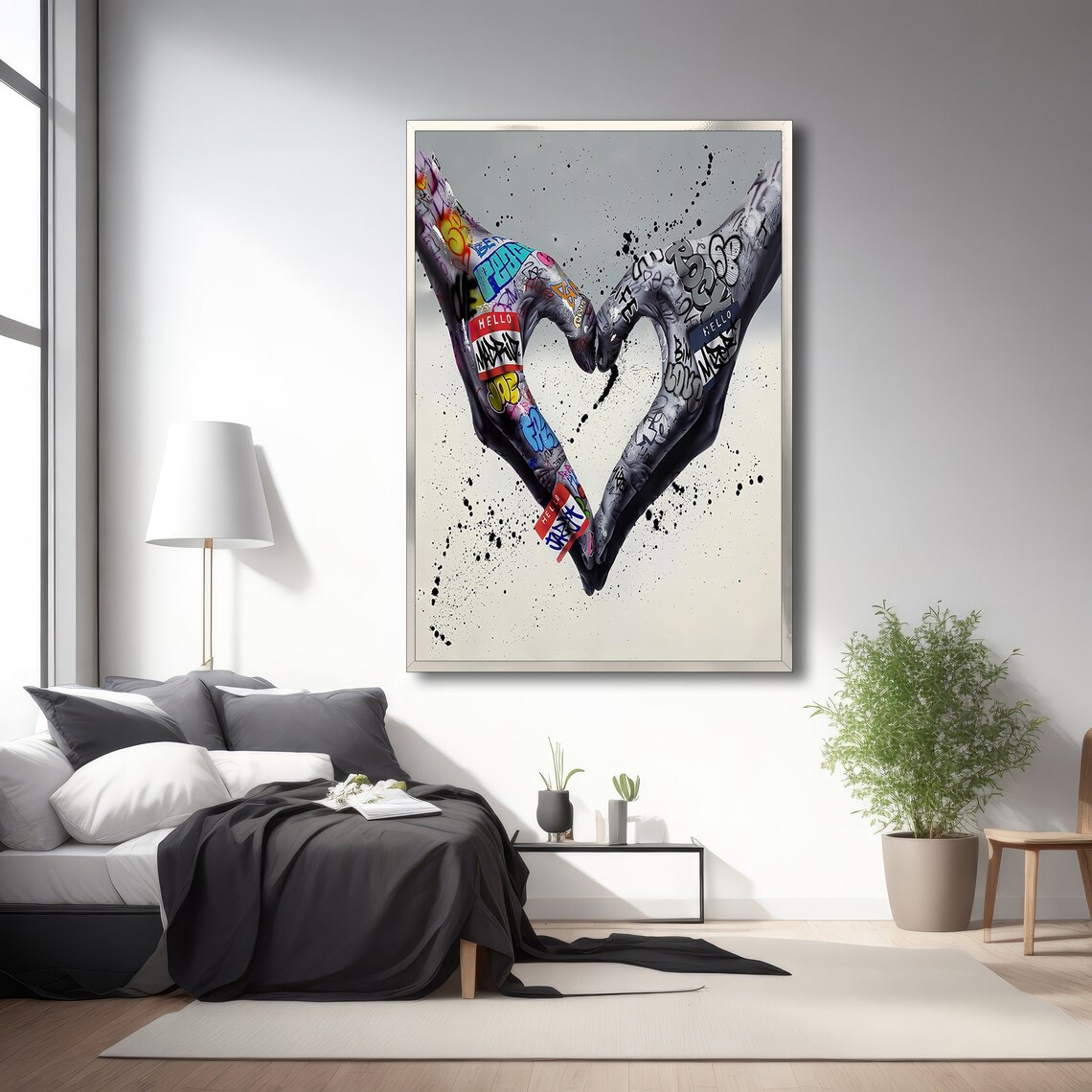 Graffiti Art Heart Hand Gesture, Urban Decor - Image 3