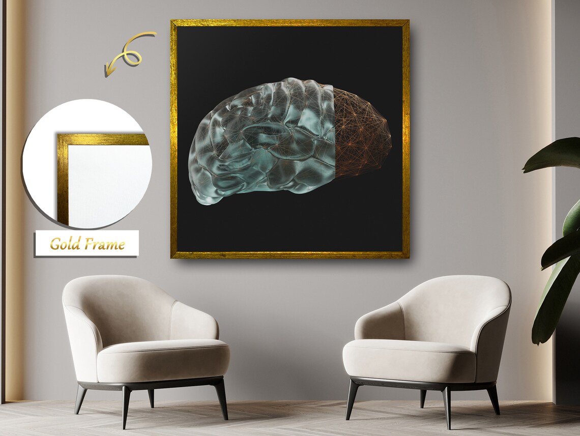 Bronze Mesh Brain With Transparent Fluid Art - Image 5
