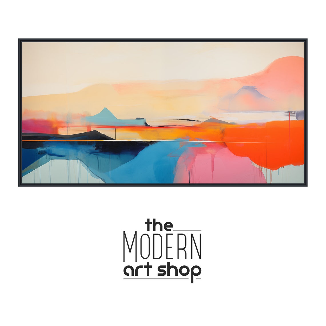 Abstract Landscape Painting Framed Print Large Modern Wall Art Minimal Contemporary Artwork Bold Color Abstract Terrain - Image 4