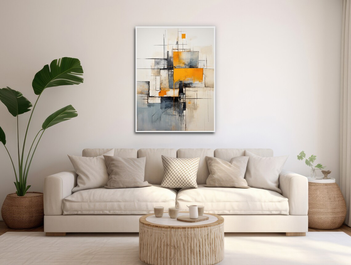 Large Abstract Wall Art Framed Print Modern Abstract Expressionist Painting Orange Black Artwork Just In Time - Image 3