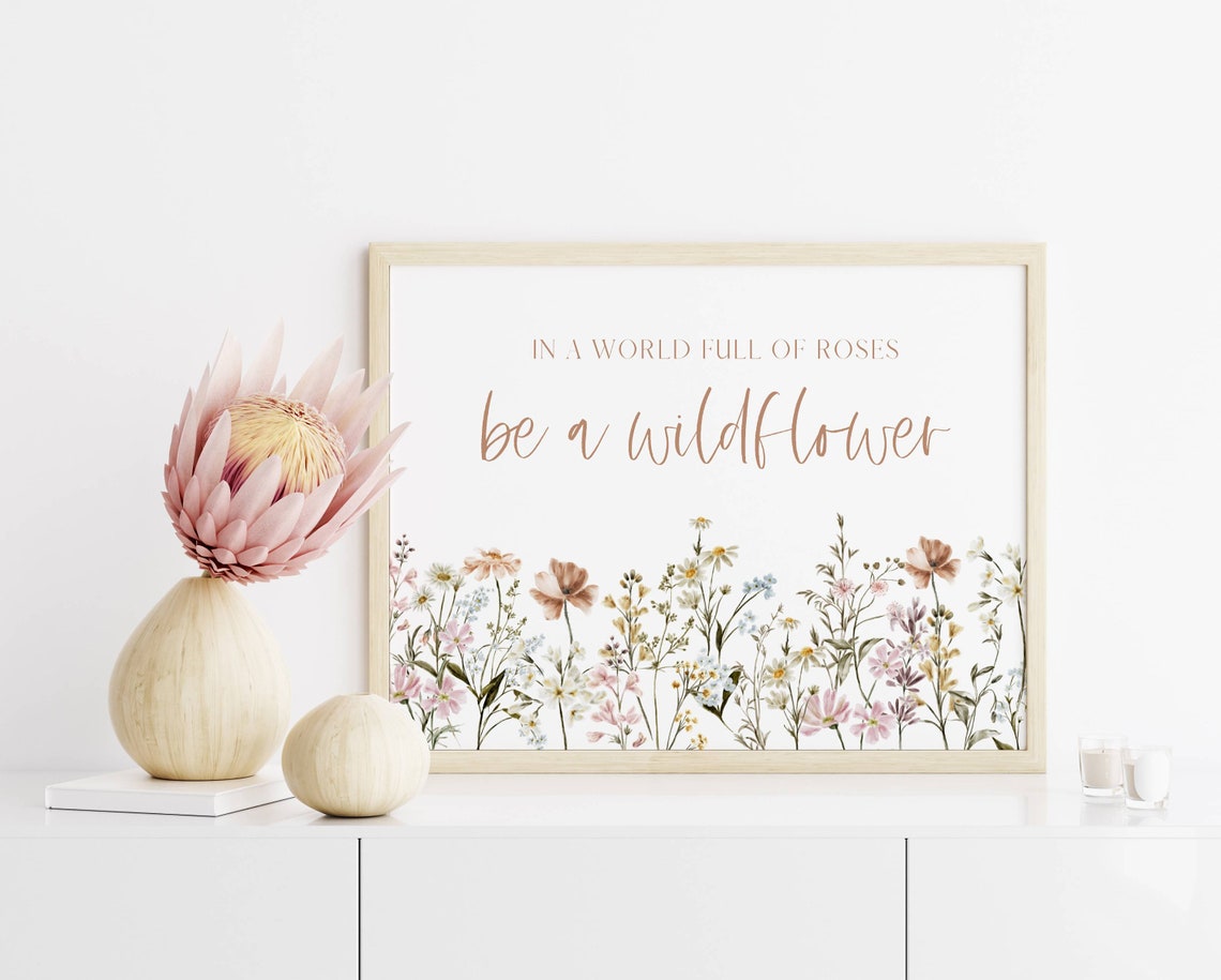 Be a Wildflower Quote Wildflower Meadow Watercolor Wall Print - Image 2