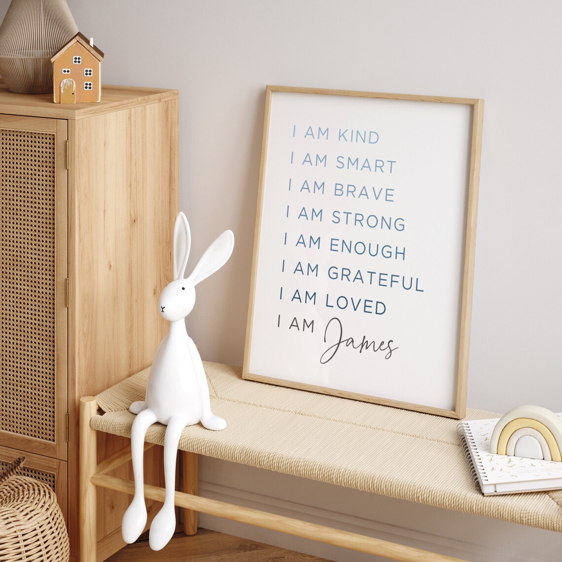I Am Kind Boy Nursery Wall Art, Affirmation Poster