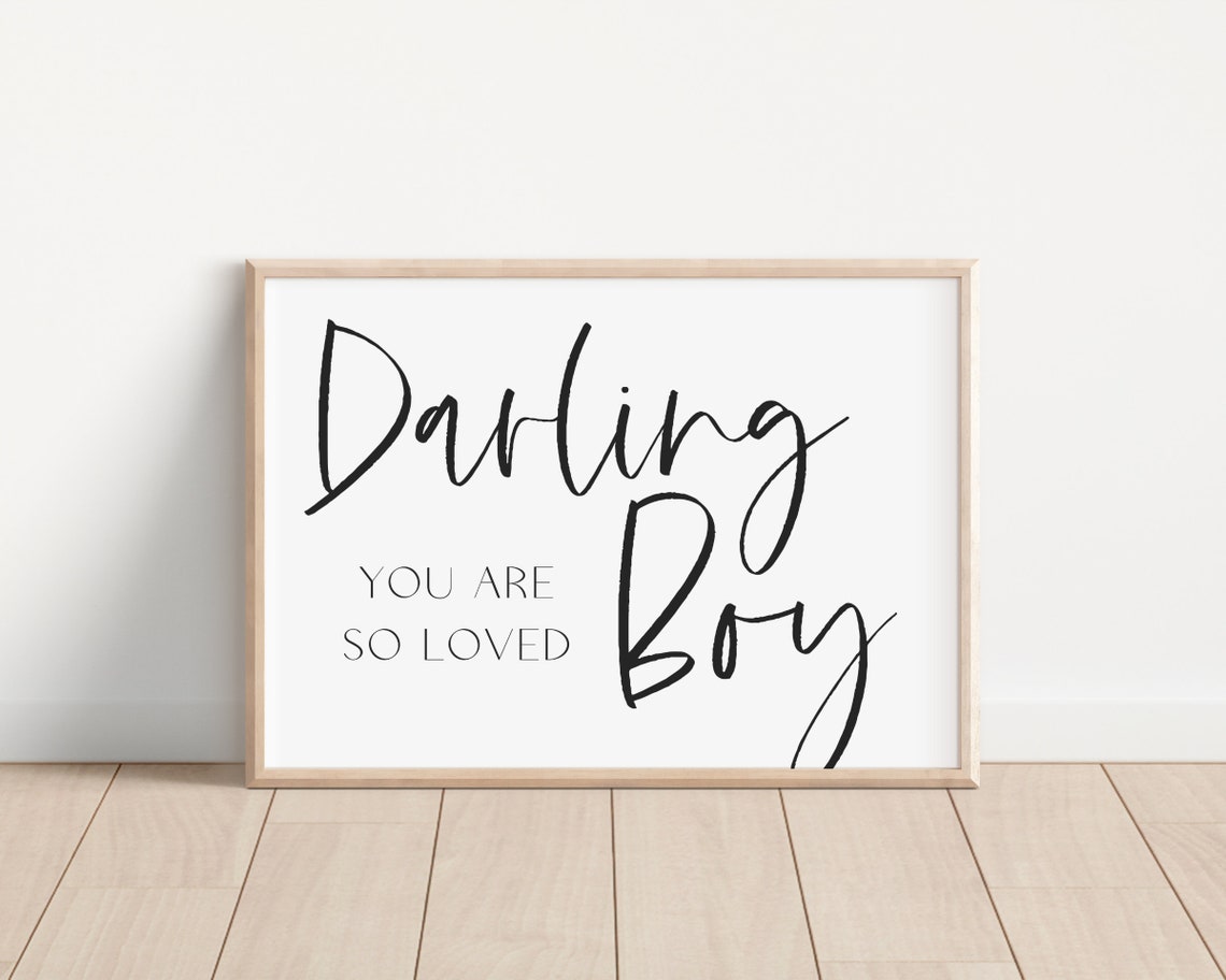 Darling Boy You Are So Loved Script Quote Boys Nursery Poster