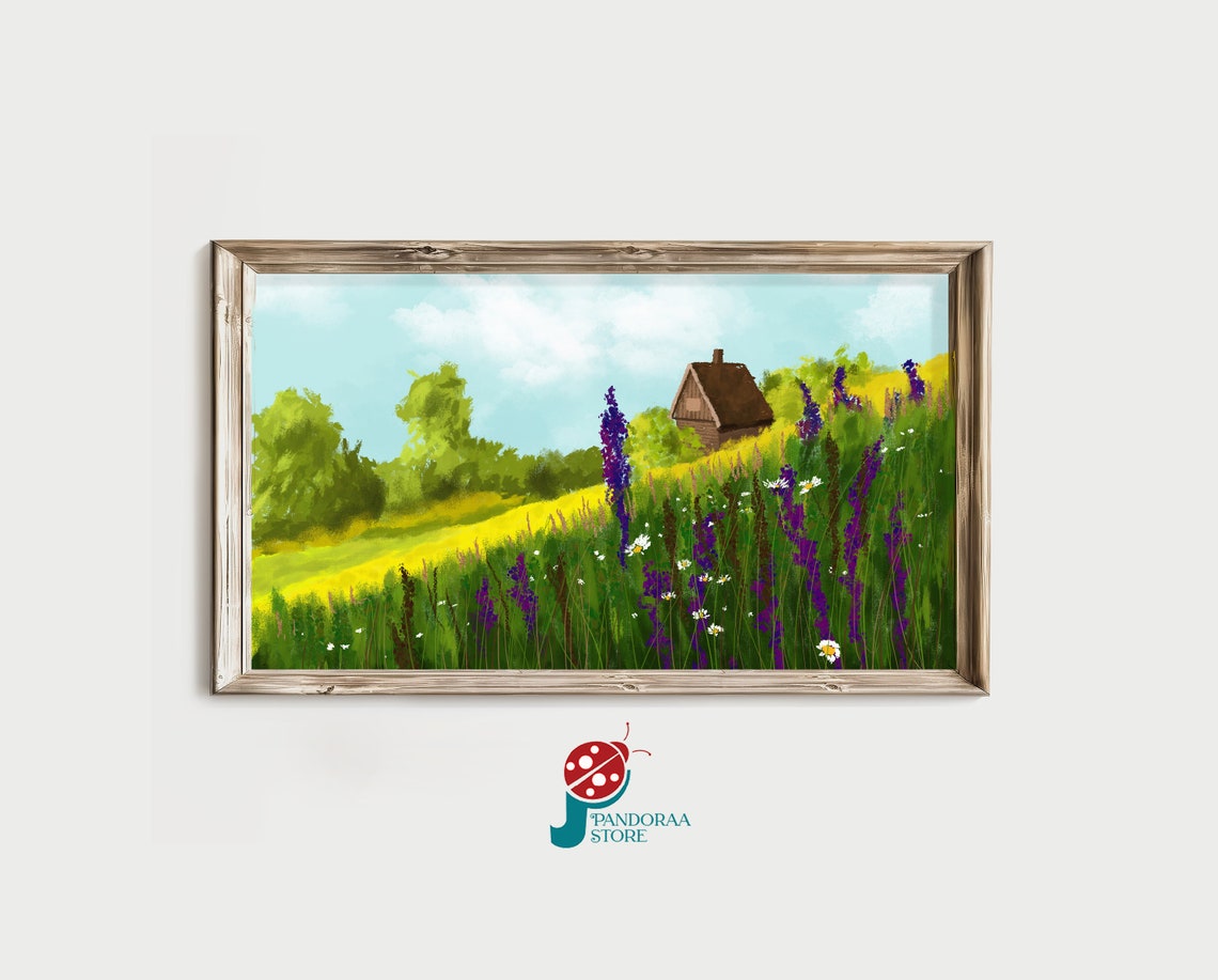 Pastoral Frame Tv Art Country House Tv Frame Art Landscape Oil Painting For Tv Farmhouse Decor