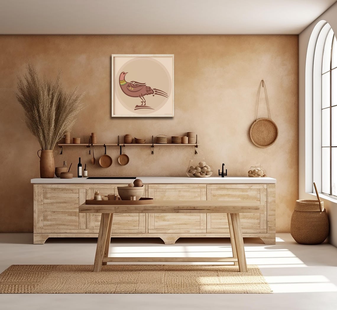 Folk Art Bird Wall Art Brown Beige Animal Poster Traditional Animal Home Gift Poster I Jpg Art For Living Room Home Gift - Image 3