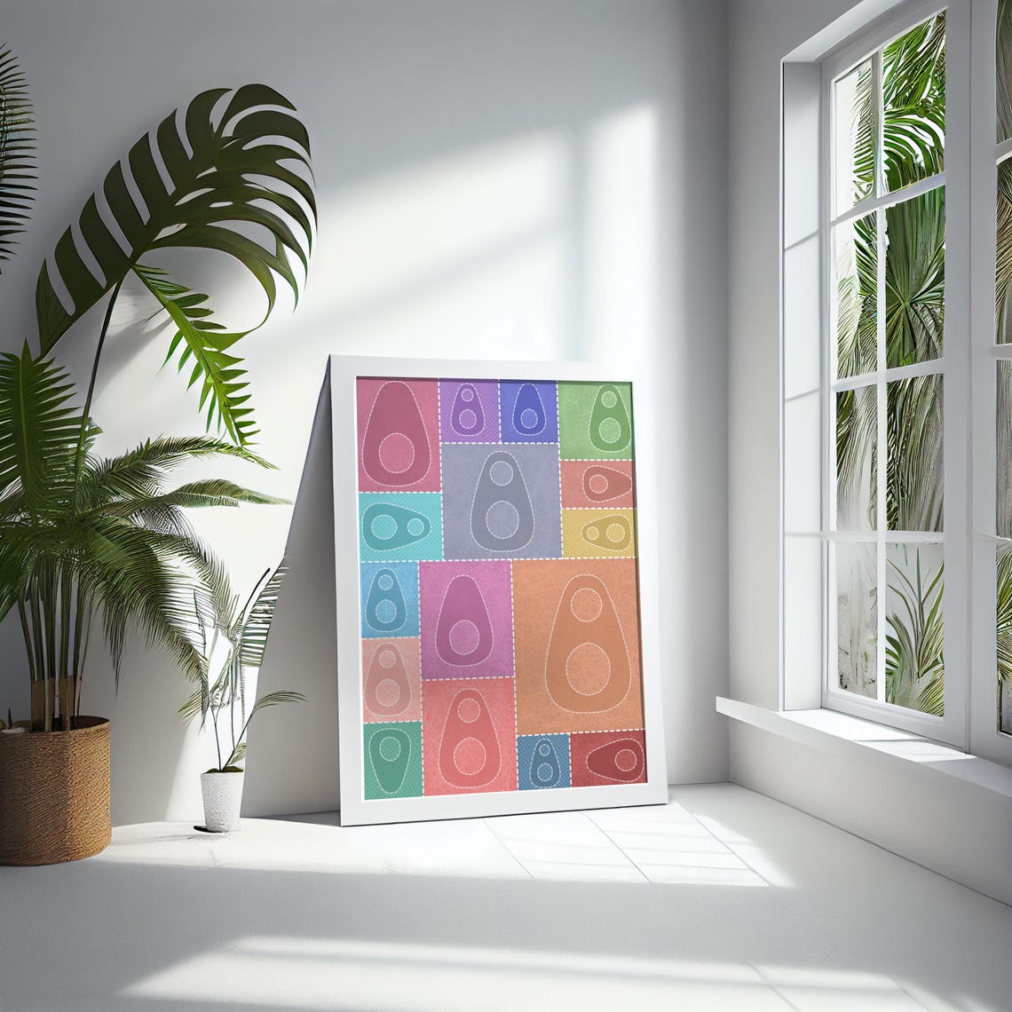 Colorful Avocado Shape Patchwork Geometric Modern Boho Art Print - Image 5