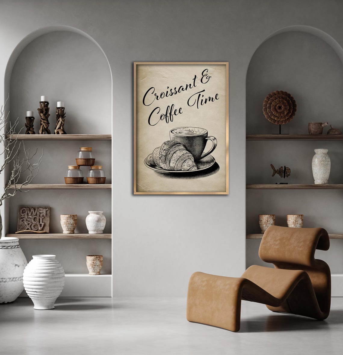 Croissant and Coffee Time Vintage Cafe Kitchen Wall Art Poster - Image 3