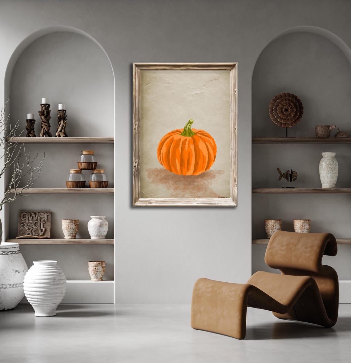 Autumn Harvest Orange Pumpkin Illustration Fall Home Wall Art Print - Image 3